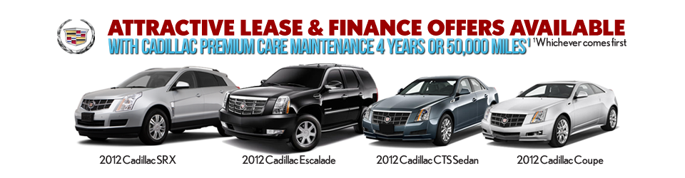 Attractive lease and financing offers available with Cadillac Premium Care Maintenance 4 Years of 50,000 Miles on 2012 Cadillac SRX, 2012 Cadillac Escalade, 2012 Cadillac CTS Sedan, 2012 Cadillac Coupe  at Royal Cadillac of Tucson